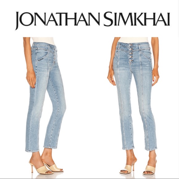 NWT✨Jonathan Simkhai Women's Marley Slim Ankle Jeans - Laguna Light